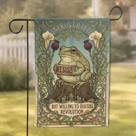 Introvert Frog Holding RESIST Sign - Home Decor Gift for Activists Garden Flag