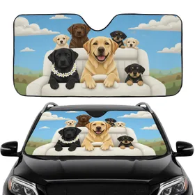 Happy Labrador Retriever Pack Adventure Road Trip Travel Essentials Dog Lover Gift Car Sunshade