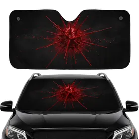 Massive Blood Splatter Viscous Crimson Red - Charcoal Black Smoke Trails Commute Accessory Car Sunshade