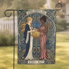 Stars, Stripes and Women's Rights Allegorical Figures - Home Decor Gift for Advocates Garden Flag
