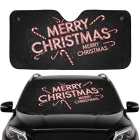 Merry Christmas Candy Cane Snowflakes - Car Interior Upgrade Car Sunshade
