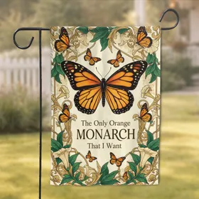 Monarch Butterfly 'The Only Orange' Golden Scrollwork - Wildlife Lover Gift Garden Flag