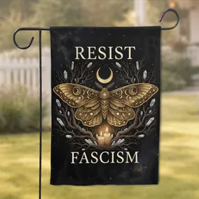 Moth Celestial Resist Fascism - Empowerment Home Decor Gift Garden Flag