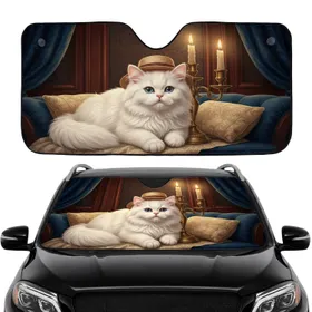 Fluffy Persian Kitten Candelabra - Car Interior Upgrade Cat Lover Gift Car Sunshade