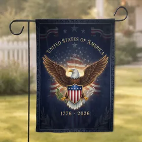 Bald Eagle American Shield Stars Stripes 1776-2026 - USA 250th Anniversary Independence Day Garden Flag