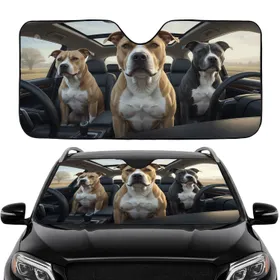 American Bully Dogs Desert Journey - Car Interior Upgrade for Dog Owners Car Sunshade