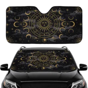 Cosmic All Seeing Eye Astrological Zodiac Sun Celestial Wheel - Car Interior Upgrade Car Sunshade