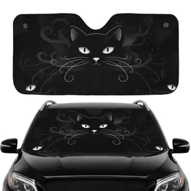 Black Cat Cosmic Galaxy Travel Essentials - Cat Lover Car Interior Upgrade Car Sunshade
