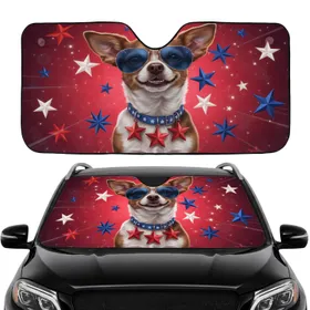 Chihuahua Dog Blue Sunglasses Stars Patriotic Car Interior Upgrade for Dog Lovers Car Sunshade