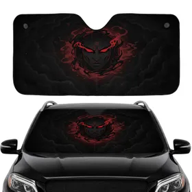 Ancient Menacing Face Deep Shadow Crimson Eyes Etched Lines Dark Energy Vortex - Car Interior Upgrade Car Sunshade