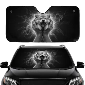 Baby Sloth Yawn in Cupped Hands - Road Trip Gift for Wildlife Lovers Car Sunshade