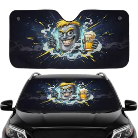 Vintage Beer Can Character Beer Mug Road Trip Accessory for Beer Lovers Car Sunshade