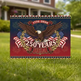 Bald Eagle American Flag 1776-2026 - USA 250th Anniversary Patriotic Celebration Yard Sign