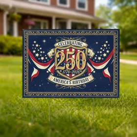 Vintage 250th Anniversary 1776-2026 Patriotic Shield Bunting - America's Birthday Celebration Yard Sign