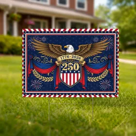 Bald Eagle American Flag 250th Anniversary 1776-2026 - USA Independence Day Gift for Veterans Yard Sign