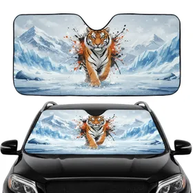 Orange and Black Striped Bengal Tiger Car Interior Upgrade - Wildlife Lover Gift Car Sunshade