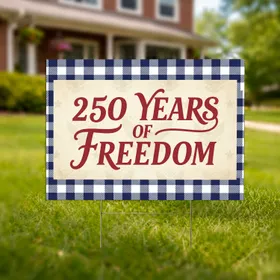 250 Years of Freedom Patriotic Checkered 1776-2026 - USA 250th Anniversary Celebration Yard Sign