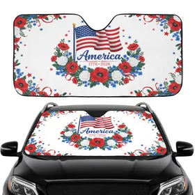 America Flag Poppies Daisies 1776-2026 - USA 250th Anniversary Car Sunshade
