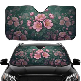 Large Blooming Pink Flowers Green Foliage - Lush Home Decor Gift for Gardeners Car Sunshade