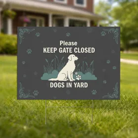 Sitting Dog Silhouette Keep Gate Closed - Pet Owner Yard Safety Yard Sign