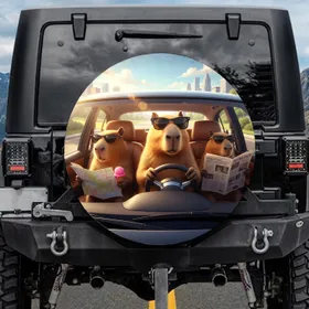 Capybaras Driving Sunglasses Road Trip - Travel Lover Gift Spare Tire Cover
