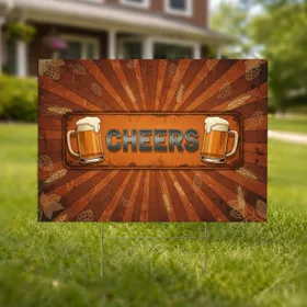 Cheers Beer Mugs Distressed Metal Plate Vintage - Home Bar Decor Gift for Beer Lovers Yard Sign