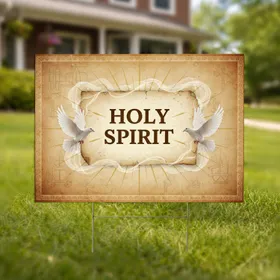 Holy Spirit Doves Divine Light Aged Parchment - Spiritual Home Decor Gift Yard Sign