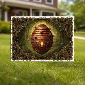Rusty Metal Beehive Wildflowers Garden Decor - Nature Lover Gift Yard Sign
