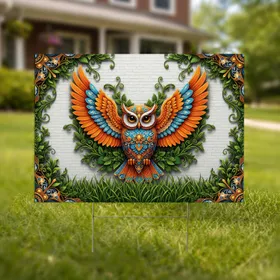 Owl Spread Wings Brick Wall Home Decor Gift for Wildlife Lover Yard Sign