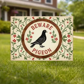 Vintage Pigeon Silhouette BEWARE Garden Decor - Home Protection Gift Yard Sign