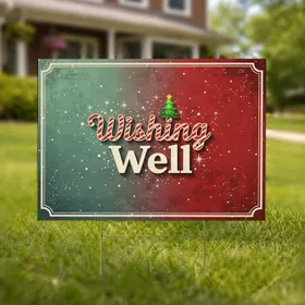 Wishing Well Candy Cane Script Christmas Tree Holiday Decor Gift Yard Sign