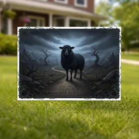 Black Sheep Boulevard Winding Road Rugged Terrain Moody Sky - Home Decor Gift Yard Sign