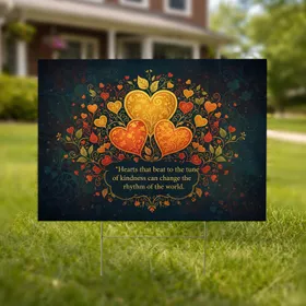 Stylized Botanical Hearts Kindness Quote - Inspiring Home Decor Gift Yard Sign