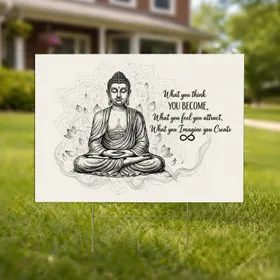 Buddha Lotus Infinity Spiritual Quote - Mindfulness Yoga Home Decor Gift Yard Sign