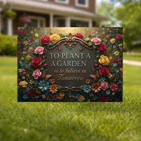 To Plant A Garden" Quote Bronze Plaque Rose Garden Butterflies - Home Decor Gift for Gardeners Yard Sign