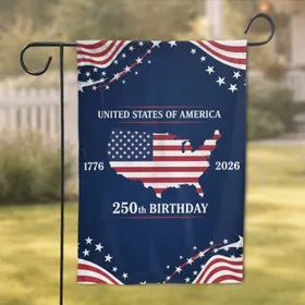 United States Of America Map 1776-2026 Stars Stripes - 250th Birthday Independence Day Garden Flag