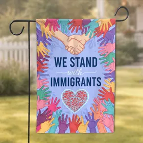 Clasped Diverse Hands Immigrant Unity - Human Rights Advocacy Decor Garden Flag
