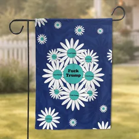 Anti Trump Protest Daisies White Petal Teal Center Navy Blue Statement Decor Garden Flag