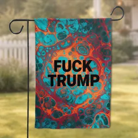FUCK TRUMP Text Waves of Color - Political Statement Home Decor Gift Garden Flag
