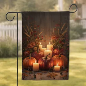 Bountiful Pumpkin Gourd Still Life Candles - Autumn Harvest Home Decor Gift Garden Flag