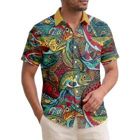 Game Fish Prominent Heads Spotted Scales Organic Tropical - Coastal Lifestyle Gift for Angler Hawaiian Shirt