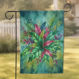 Lush Vibrant Realistic Organic Tropical Leaves Abstract Floral - Home Decor Gift Garden Flag