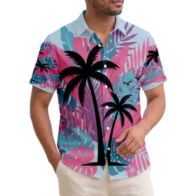 Black Palm Trees Flying Birds Tropical Leaf Foliage - Tropical Decor Gift Hawaiian Shirt