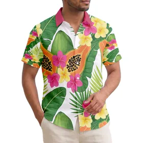 Papaya Frangipani Banana Palm Tropical Lifestyle Gift Hawaiian Shirt