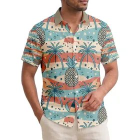 Diamond Pineapple Beach Umbrella Palm Tree Beach Ball - Tropical Island Getaway Gift Hawaiian Shirt