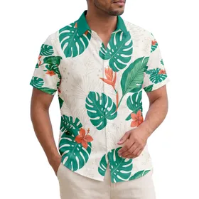 Monstera Palm Leaves Exotic Flowers Botanical Sketches Tropical - Lifestyle Gift Hawaiian Shirt