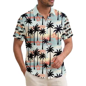 Black Palm Trees Tropical Horizon Island Vacation Home Decor Hawaiian Shirt