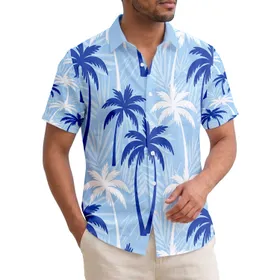 Palm Tree Silhouettes Tropical Palm Fronds - Beach Vacation Summer Travel Essentials Gift Hawaiian Shirt