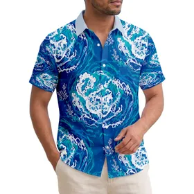 Tropical Hawaiian Ocean Waves Swirling Foam - Home Decor Beach Lifestyle Ocean Lover Hawaiian Shirt