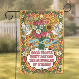 Wildflower Doves Speech Bubble - Positive Message Home Decor for Activists Garden Flag